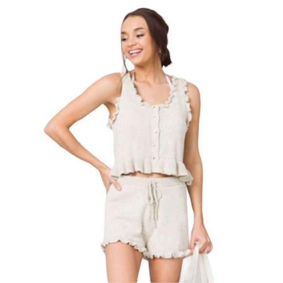 Very J Pants - 2-Piece Sweater Knit Sleeveless Top And Shorts